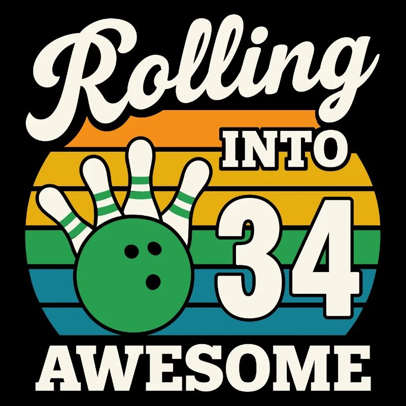 Bowling 34e anniversaire célébration graphique