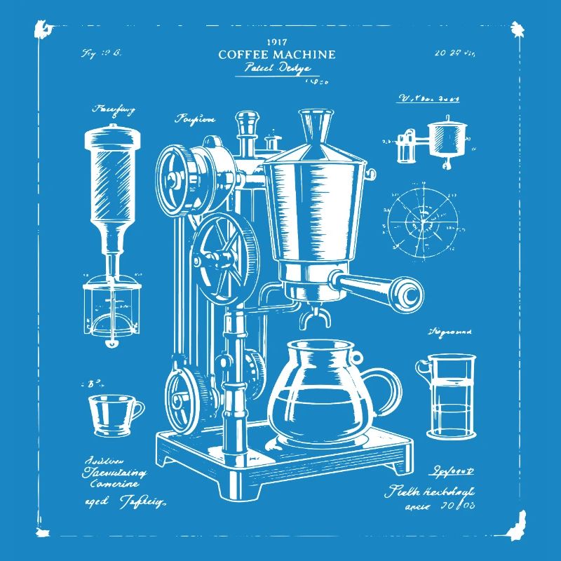 plan de machine à expresso rétro