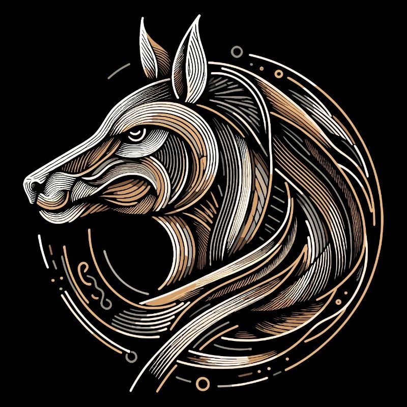 Illustration circulaire de tête de cheval