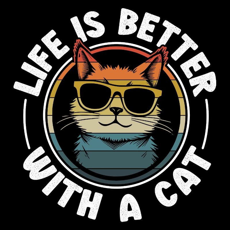 La vie est meilleure avec un chat - Chat avec des lunettes de soleil