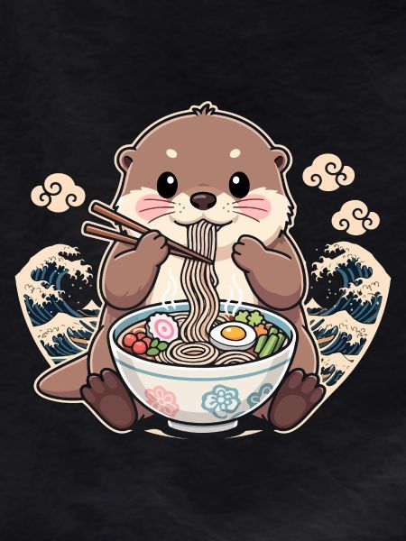 Otter with ramen noodles