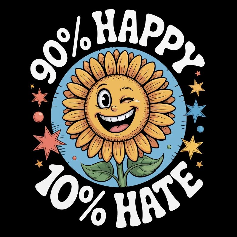 Funny More Happy Than Hate Winking Sunflower