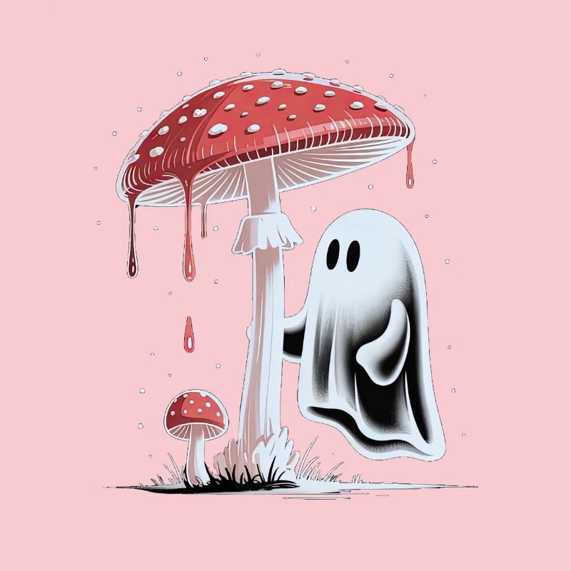 Halloween Whimsical Ghost & Toadstool Cottagecore