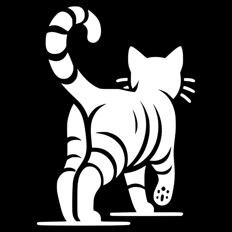 Back view of an elegant cat with stripes