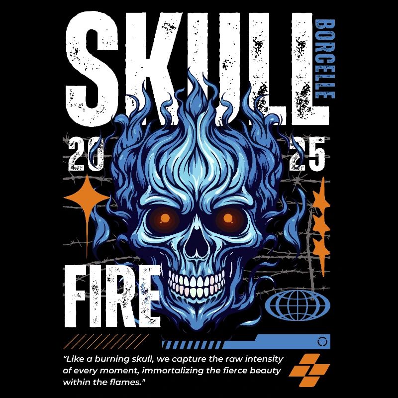 Blue Skull White