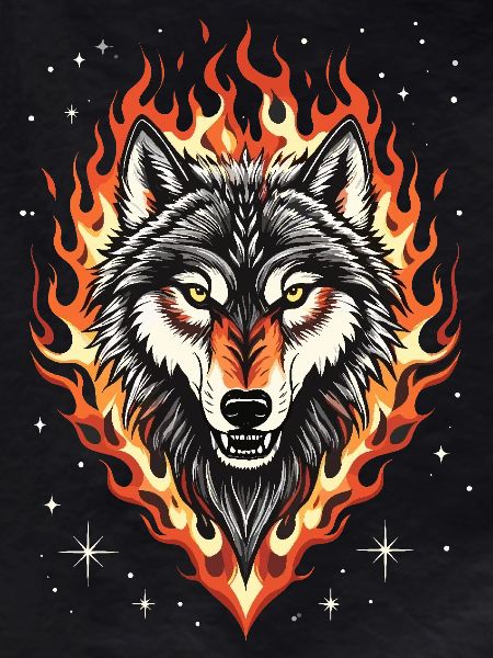 Wolf and Flames