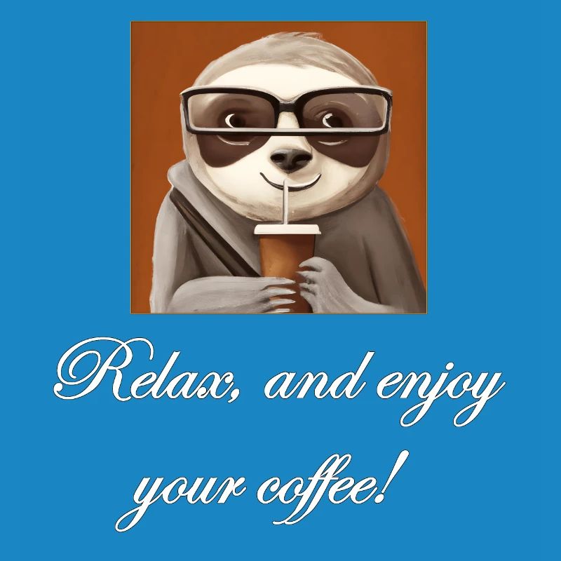 Sloth drinking coffee.