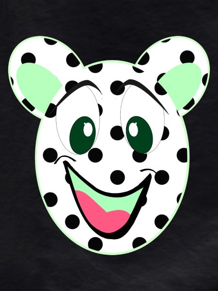 Laughing bear head with dots