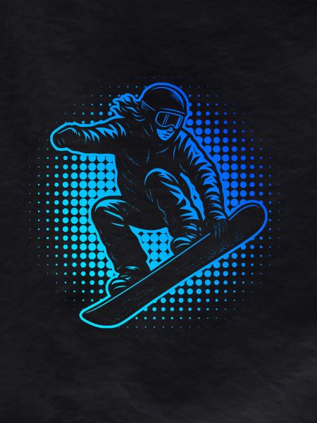 Neon Snowboarder Halftones