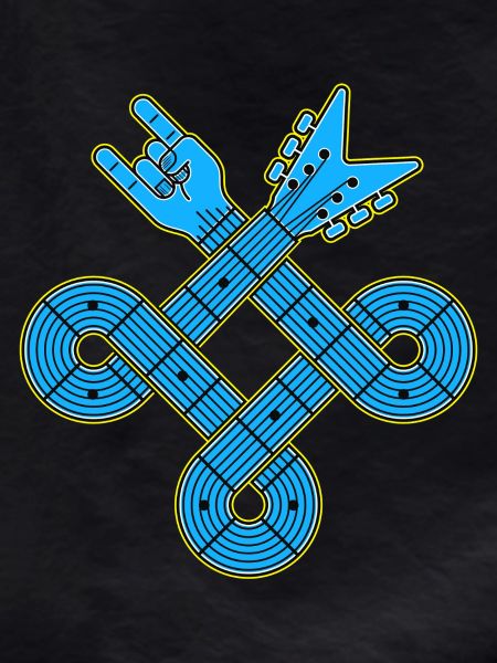 Neon Blue Guitar Knot Emblem