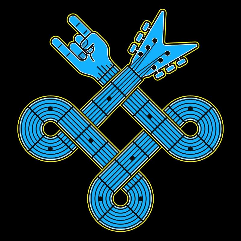 Neon Blue Guitar Knot Emblem