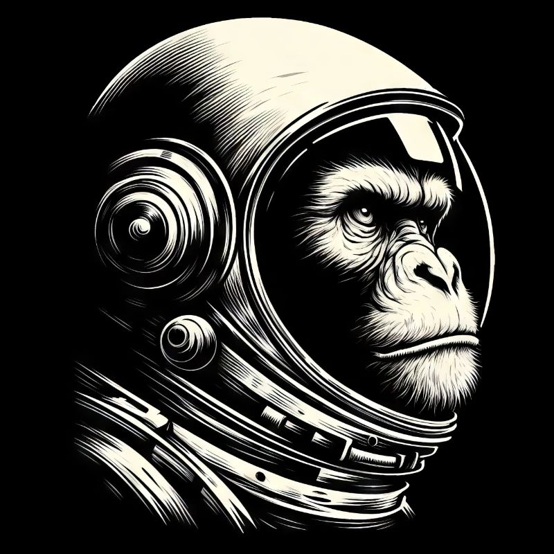 Chimpanzee, Astronaut, Thoughtful, Cosmos