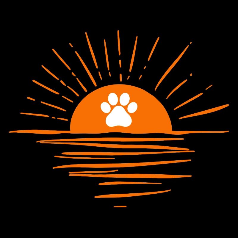 Coucher de soleil avec patte de chien