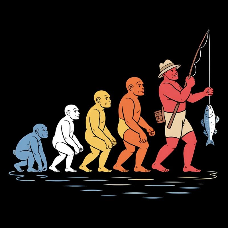 Die Evolution des lustigen menschlichen Fischerfischens