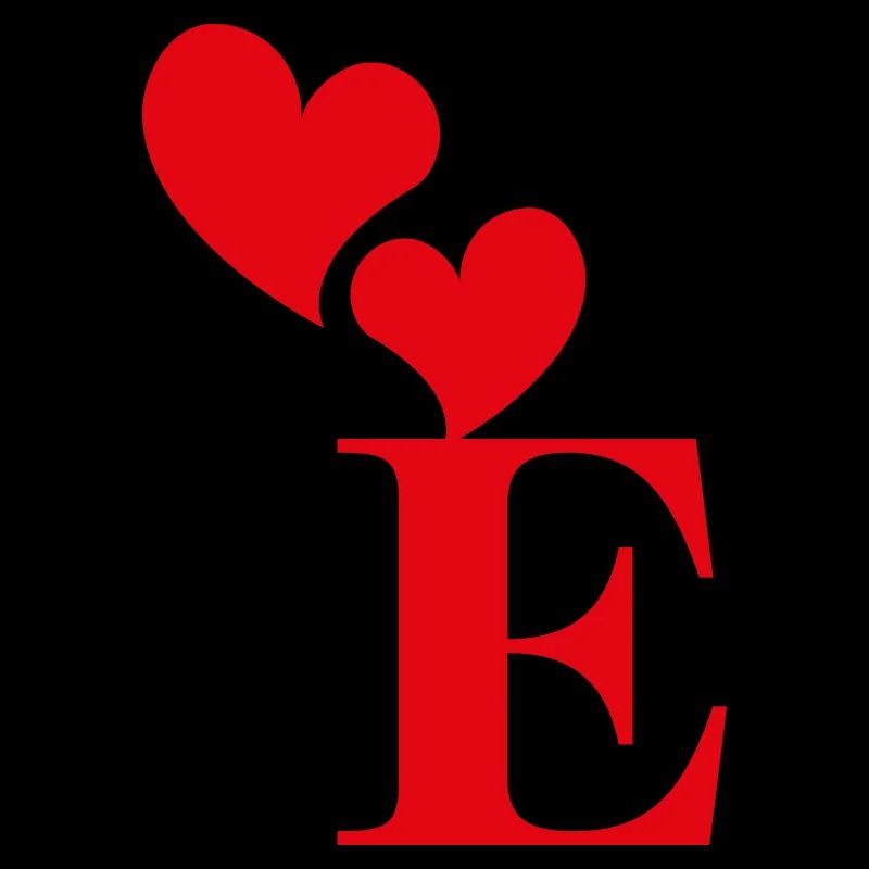 Letter e red heart