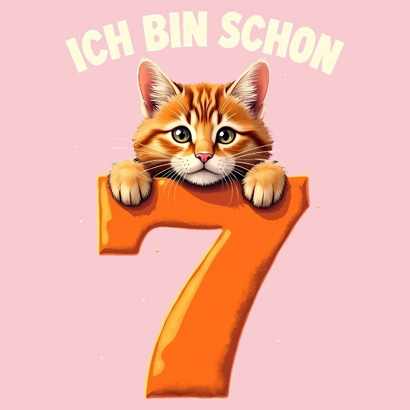 7. Geburtstag Mädchen Junge Katze Ich Bin Schon