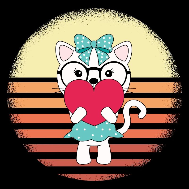 Cat with Heart Sunset Design