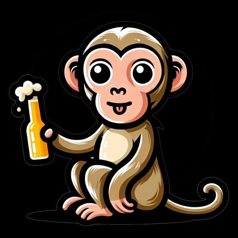 Cute Monkey Drinking Beer 3