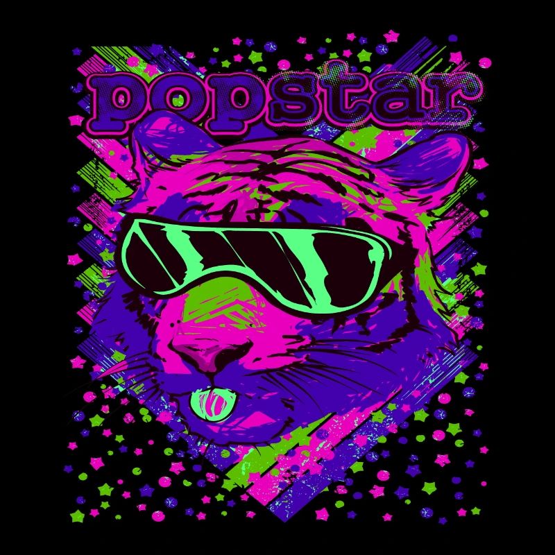 Pop Star Neon Cats Illustration