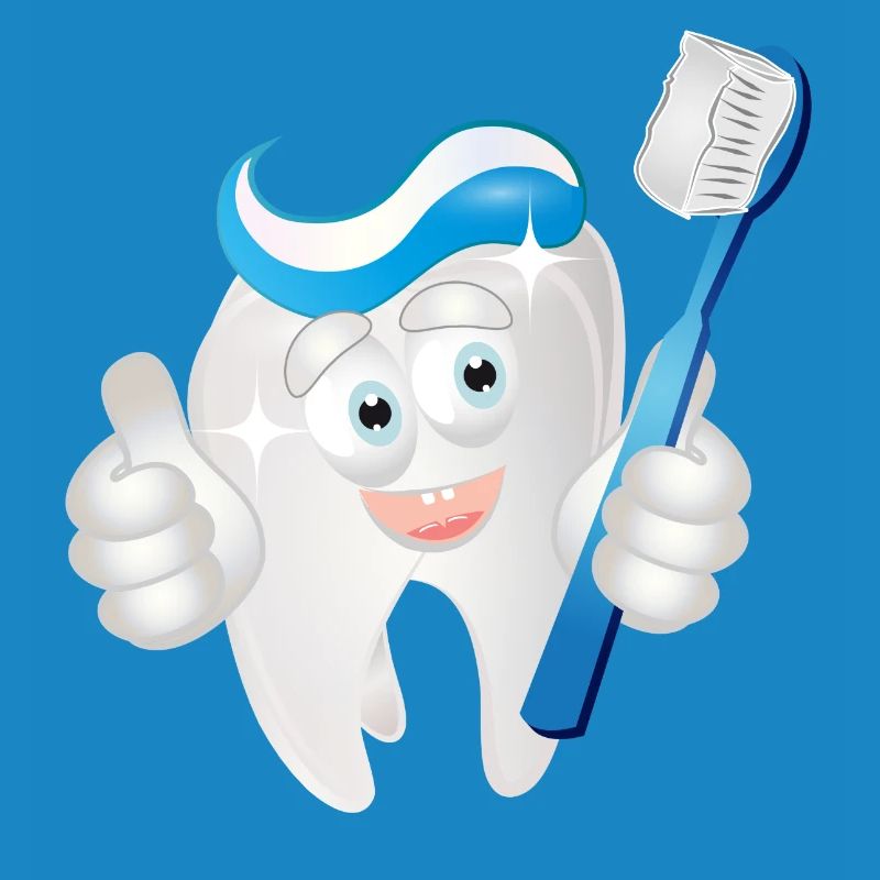 radiant white tooth with toothpaste as a comic