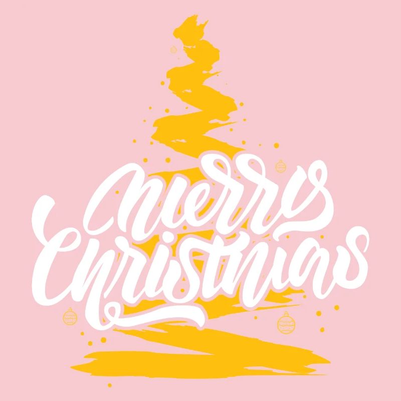 Merry Christmas Script on Gold Tree