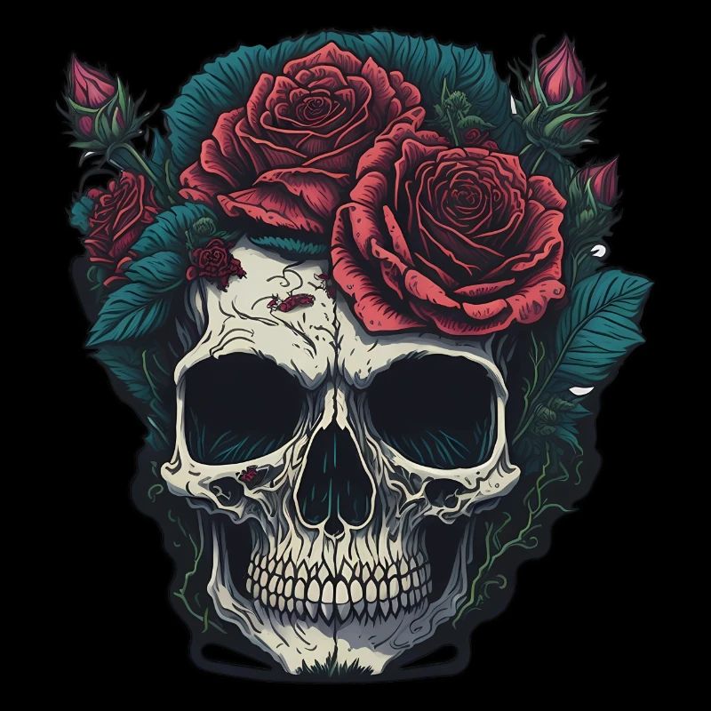 Crâne avec des roses