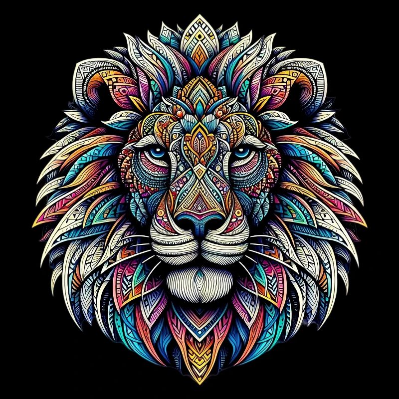 Lion décoré de mandalas