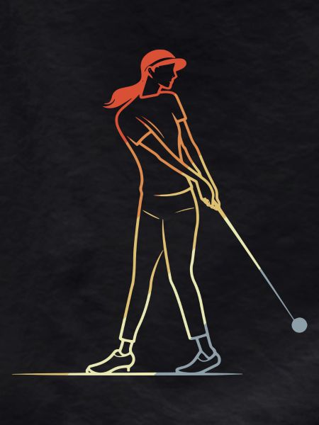 Female Golfer Line Art