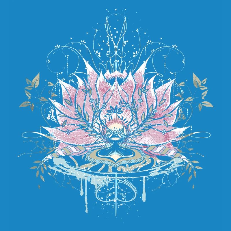 Fleur de lotus délicate avec des éléments d’eau et des graffitis