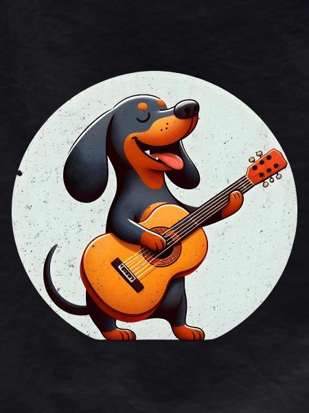 Cheerful Dog with Guitar Dachshund