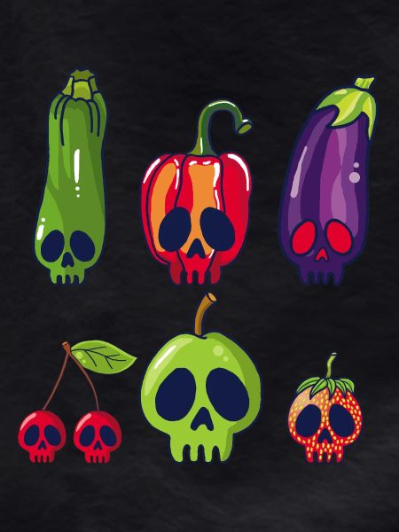 Fruit and vegetable skulls