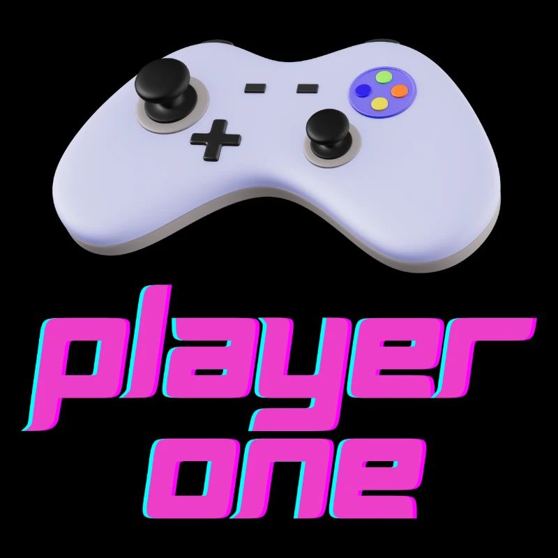 Neon Retro Controller Spieler Eins