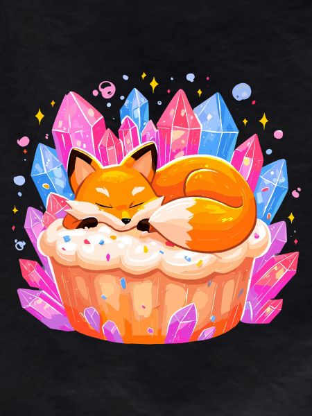 Sleeping fox in crystal cupcake