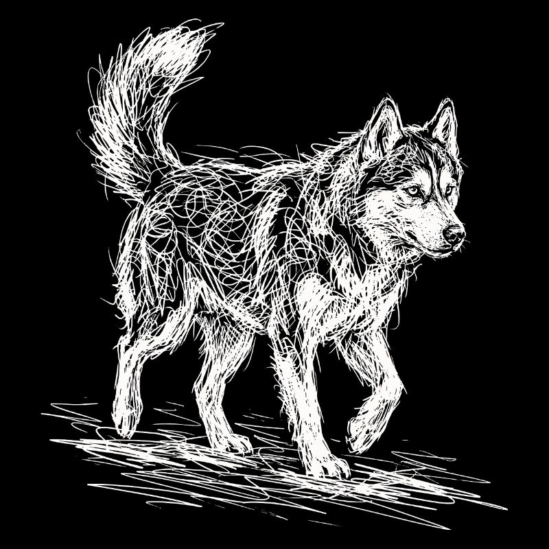 Husky Sketch White – Sibérien Husky Design