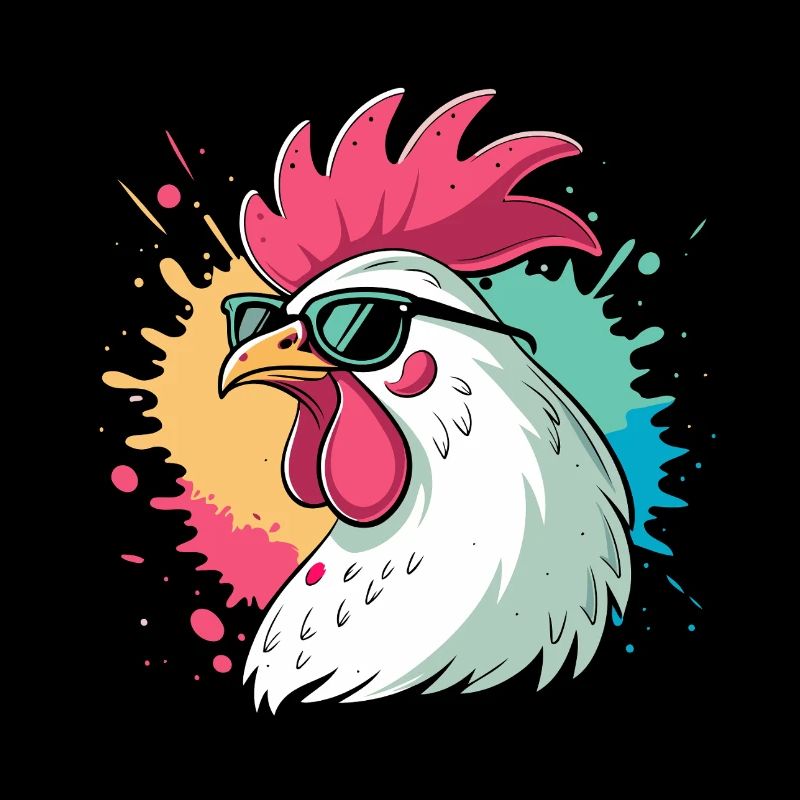 Colorful Rooster with Glasses