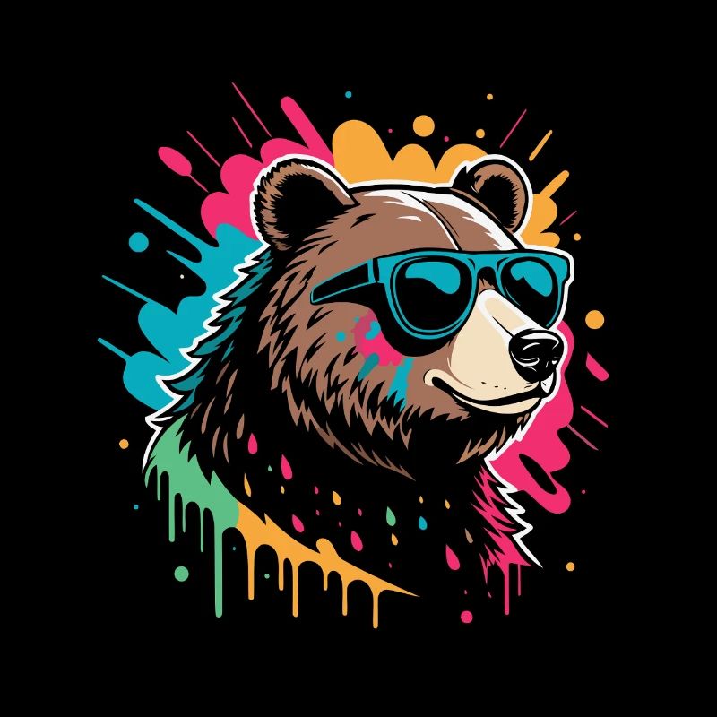 Pop-Art-Bär, buntes Glitzern