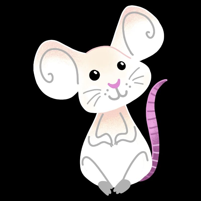 Hand gezeichnete weiße Maus sitzend