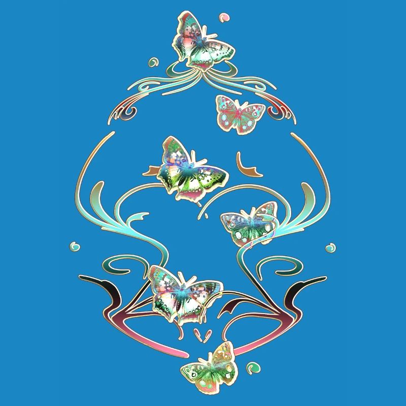 Butterflies Tendrils Ornaments Patterns