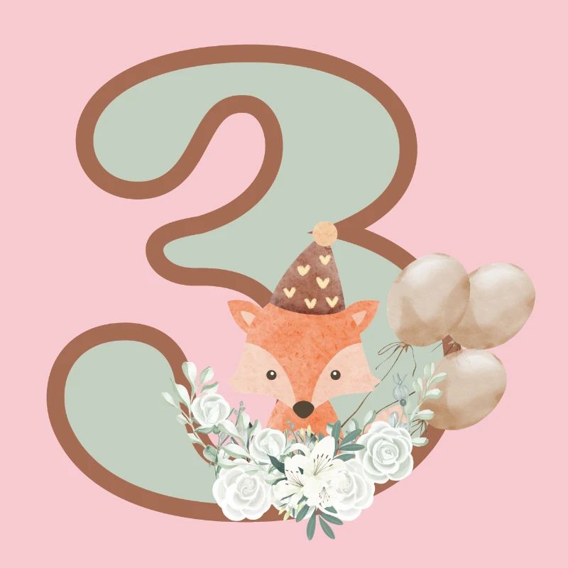 3rd Birthday Fox Flowers