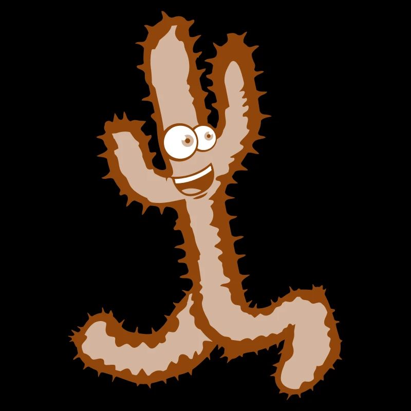 Cactus Face Running Happy Legs Running Fast