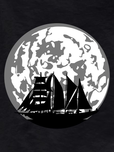 Moon silhouette sailing ship