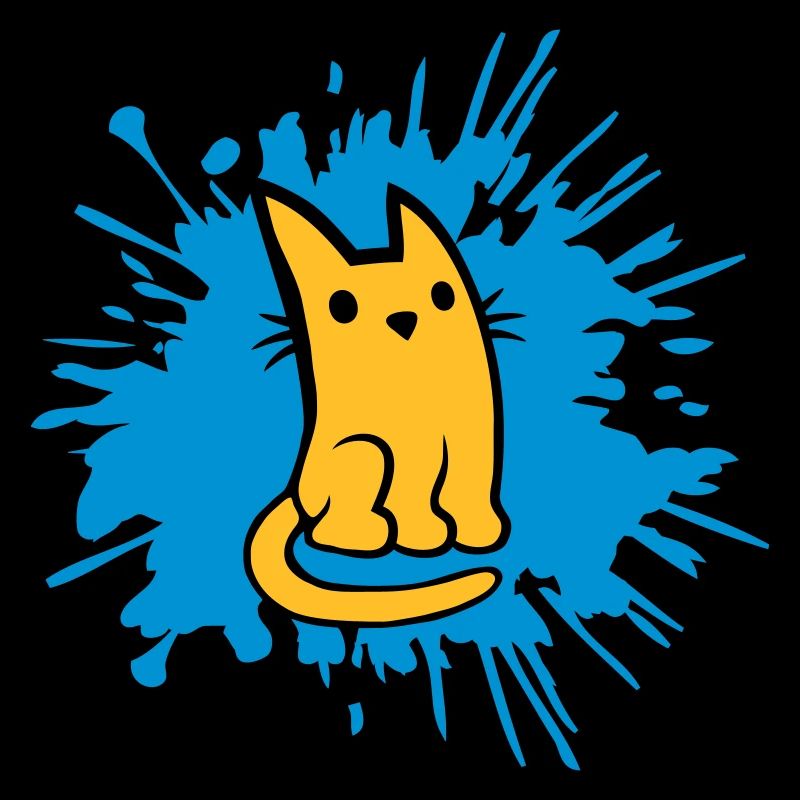 Gouttes de couleur blobs chat bande dessinée