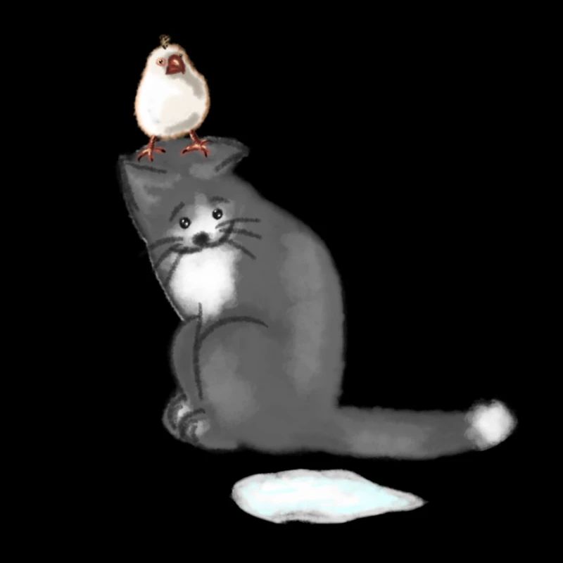 Katze und Vogel