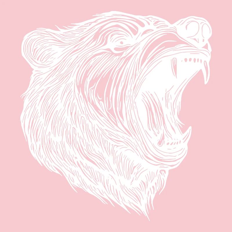 Wild bear head with sharp teeth