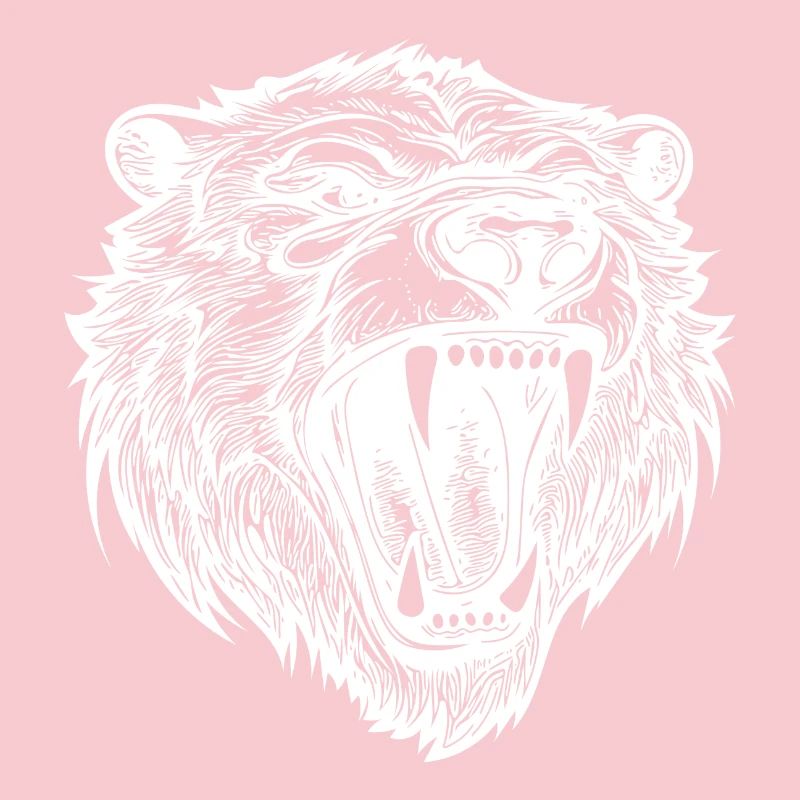 Tattoo style bear head with sharp teeth