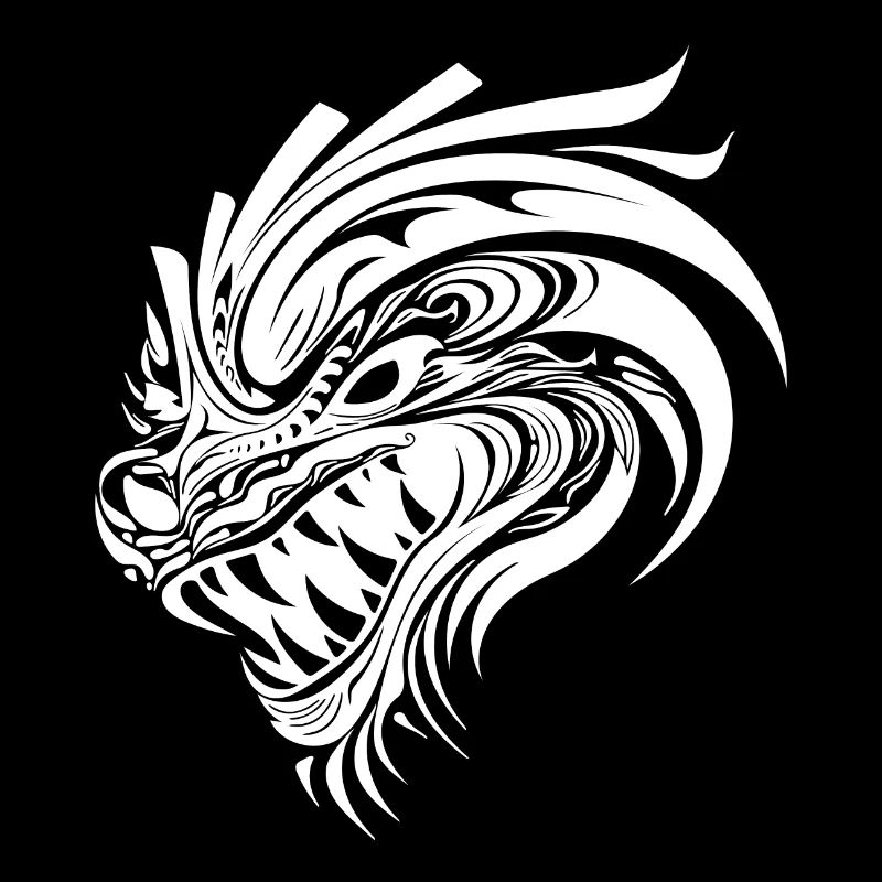 Dragon chinois rugissant dans le style de tatouage