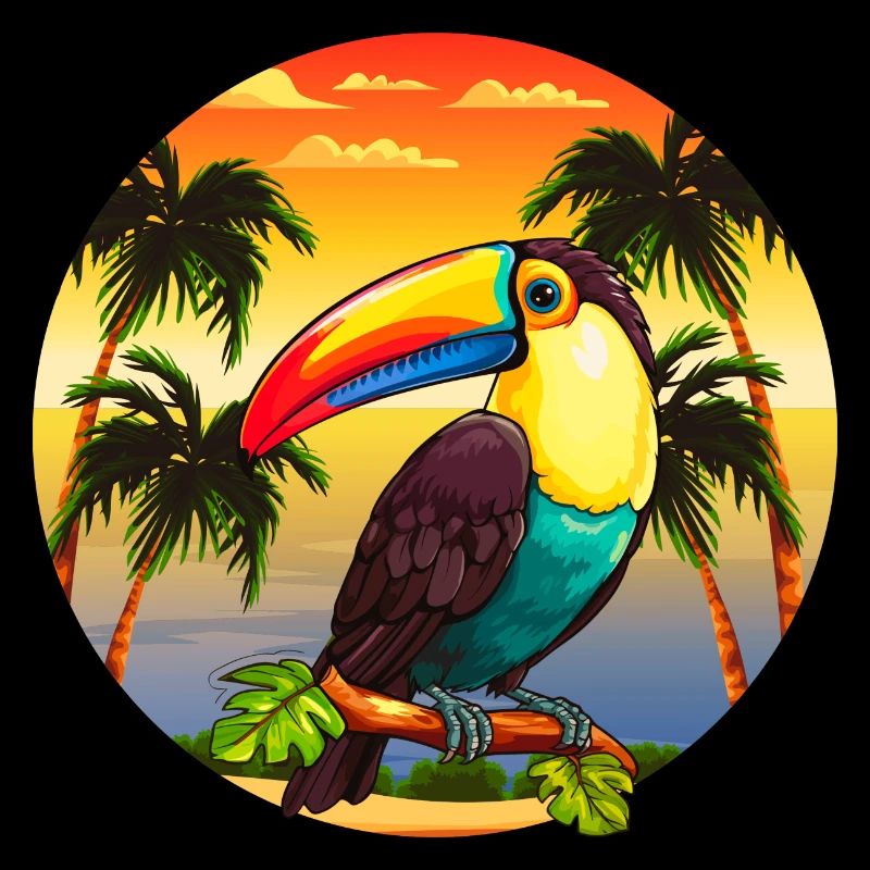 Oiseau tropical palmiers