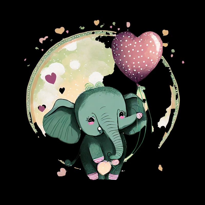 Mignon bébé éléphant avec ballon - idée cadeau