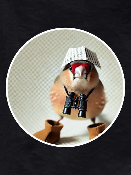 Finch with binoculars