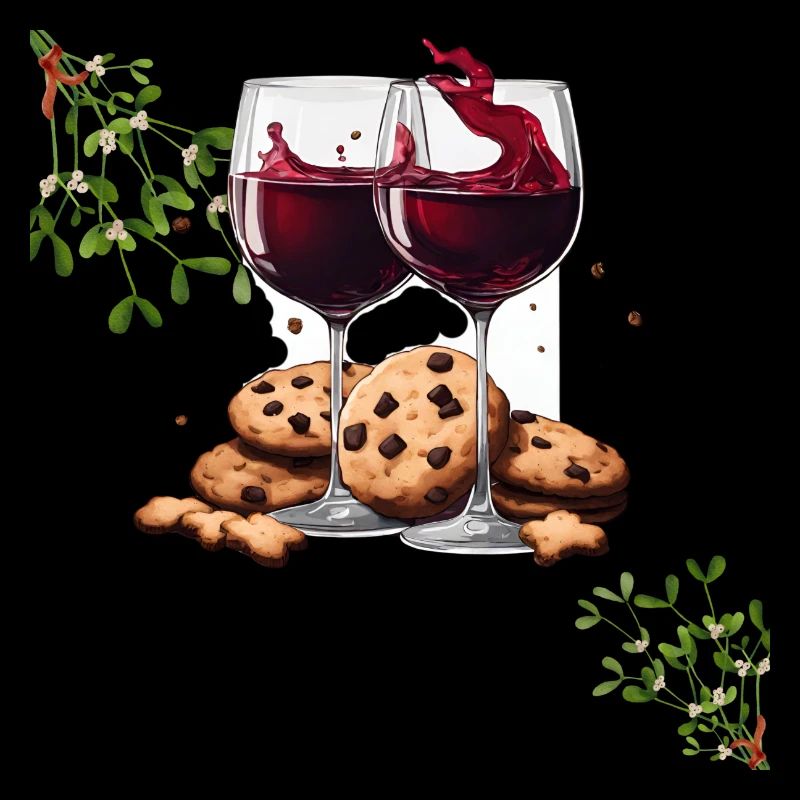 Noël avec des biscuits et du vin